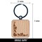 Swirly Heart Corner Border Engraved Wood Square Keychain Tag Charm